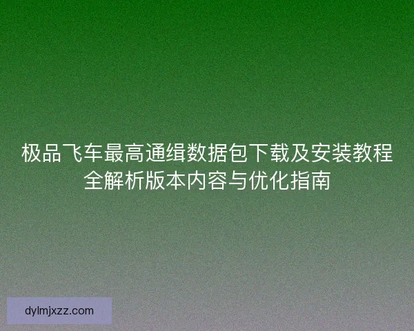 极品飞车最高通缉数据包下载及安装教程全解析版本内容与优化指南